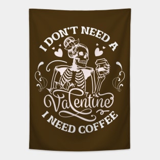 Coffee Valentines Day Funny Skeleton Tapestry