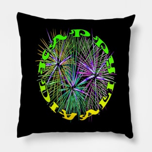 Happy Diwali Light Up The World With Fireworks Green and Yellow Pillow