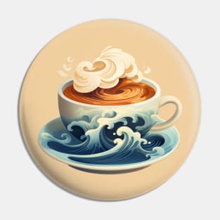 Coffee cup with ocean waves Pin