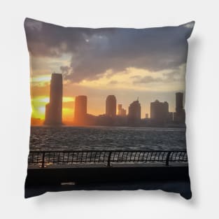 Sunset at Battery Park City, Manhattan Pillow