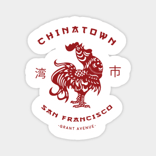 Vintage Asian Chinatown Rooster California Magnet