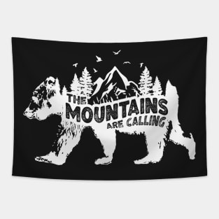 The Mountains Are Calling Bear Wilderness Outdoors Camping Hiking Climbing Forest Mountain Gift Idea Wildlife Bears Tapestry