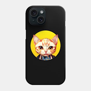 Cat In Kimono Rising Sun Circle Design Phone Case