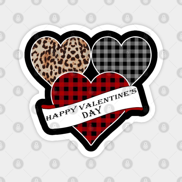 Women's Striped Plaid Printed Heart Valentine's Day Magnet by Nicolas5red1