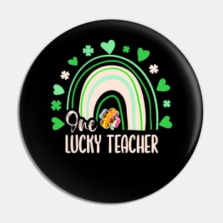 Leopard Tie Dye Rainbow Happy St Patricks Day One Lucky Teacher Shamrock Pin