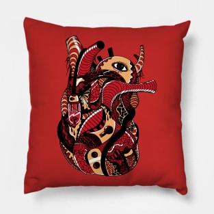 Red and Cream Light Heart Pillow