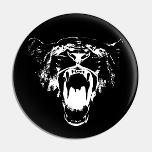 Black and White Roaring Lion Pin