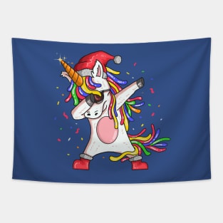 Christmas Dabbing Unicorn Tapestry