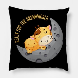 Ready for the dream world Hello little giraffe in pajamas sleeping cute baby outfit Pillow