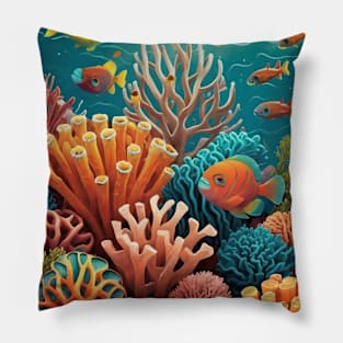 marine life coral reef biodiversity Pillow