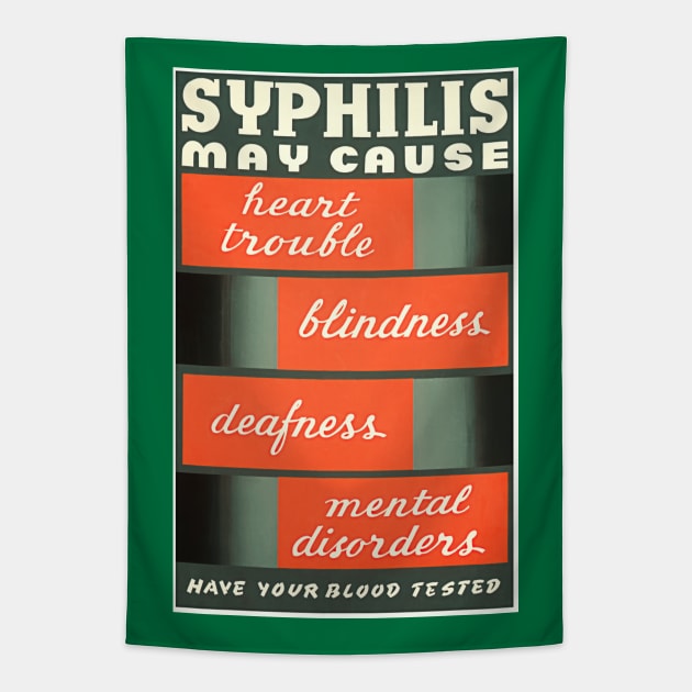 Restored WPA Public Health Poster for Syphilis Awareness - Green Tapestry by vintageposterco