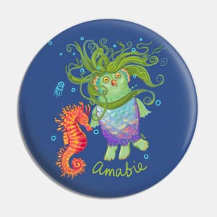 Amabie Yokai to Protect You Pin