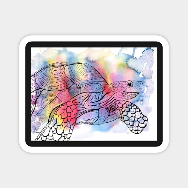 Madagascar Turtle Colorful Watercolor Illustration Magnet by Sandraartist