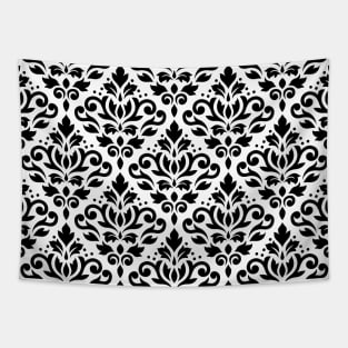 Scroll Damask Pattern BW Tapestry