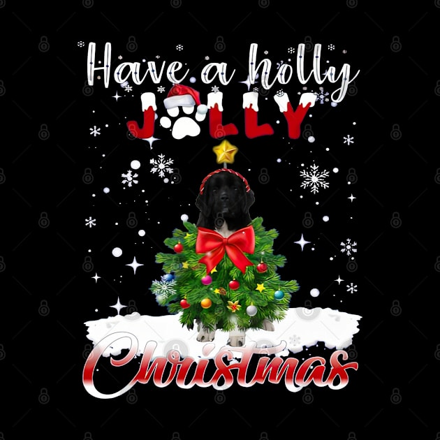 Have A Holly Jolly Christmas Newfoundland Dog Xmas Tree by cyberpunk art