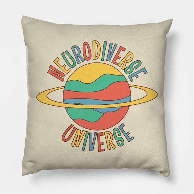 Vintage Autism Awareness, Neurodiverse Universe Pillow by WaBastian