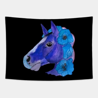 Blue watercolor horse Tapestry