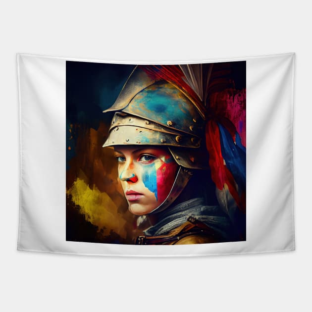 Powerful Medieval Warrior Woman #2 Tapestry by Chromatic Fusion Studio