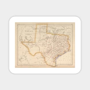 Old Texas Map (1857) Vintage TX Lone Star State State Atlas Magnet