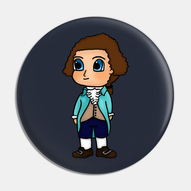 Chibi Thomas Jefferson - Small Design Pin by Aeriskate