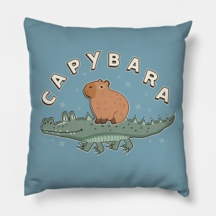 Capybara riding a crocodile Pillow