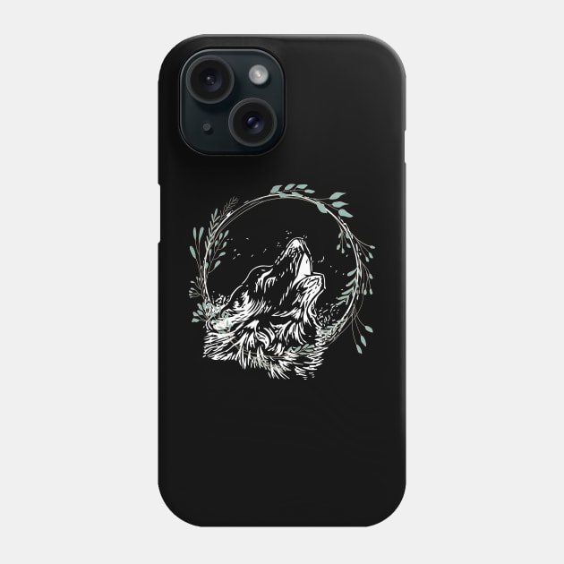 Wolf Face Floral Look Phone Case by NICHE&NICHE