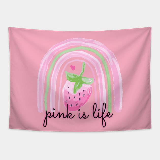 Pink Aesthetic: Pink Is Life, Strawberry Milk, Kawaii Rainbow, Pastel Pink Tapestry by ThePinkPrincessShop