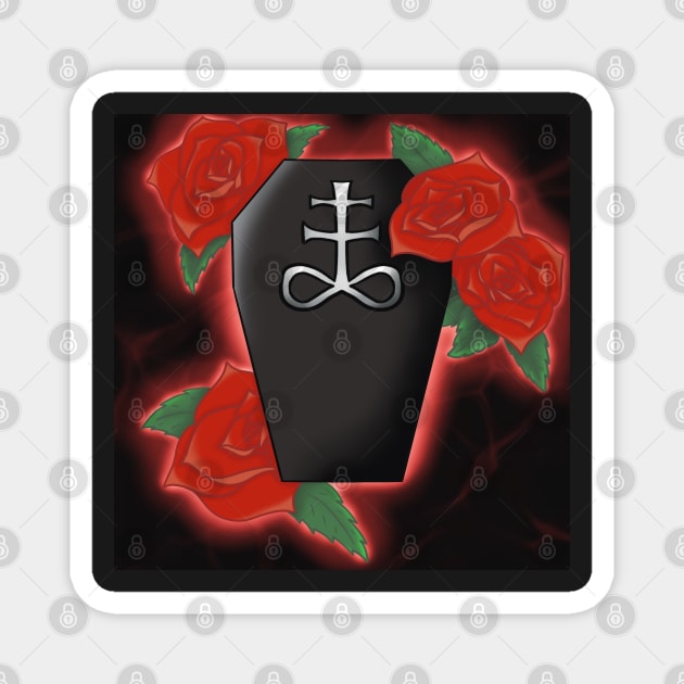 Goth Rose Coffin Tattoo Flash Design Magnet by ZombieCheshire