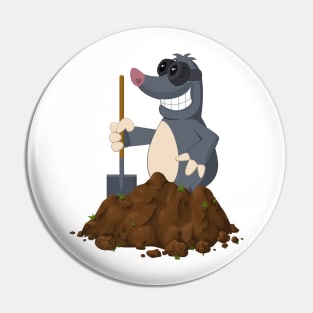 Funny Mole With Shovel Pin