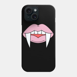 Vampire Girl fangs and pink lips Zombie Halloween Illustration Phone Case