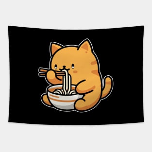 Cat eating Ramen Tapestry