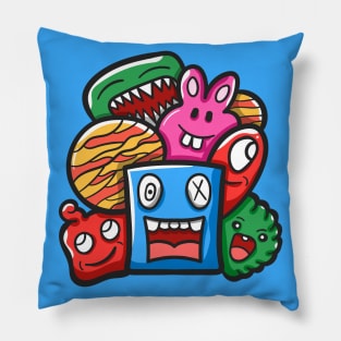 Monster Character Doodle Art Pillow