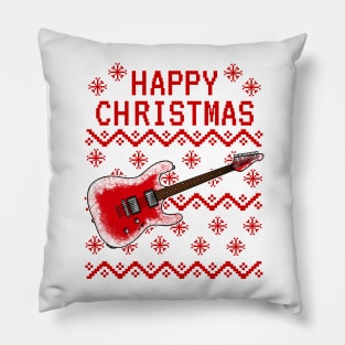 Electric Guitar Ugly Christmas Guitarist Musician Pillow