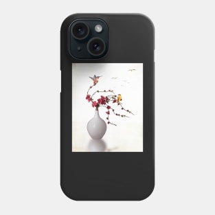 White Vase of Flowers on White Space Phone Case