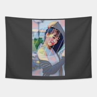 Asian Woman with Bangs (rain) Tapestry