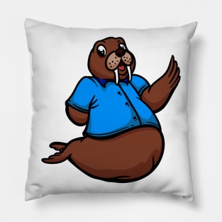 Cute Anthropomorphic Human-like Cartoon Character Walrus in Clothes Pillow