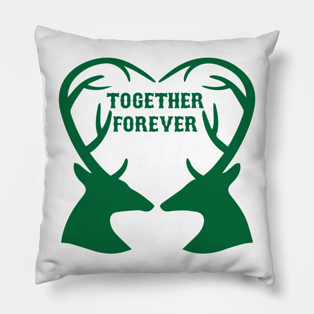 Together Forever - Two Bucks Pillow by AmazingArtMandi