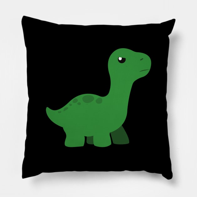 Green Angry Baby Dinosaur Pillow by InkyArt