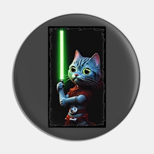 Fun Cat Print ~ AI Art ~ Fantasy Cat ~ Sci-fi Cat ~ Cats with Lightsabers Pin