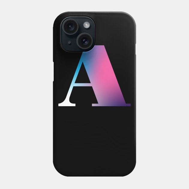 Capital Letter A Monogram Gradient Pink Blue White Phone Case by Terriology