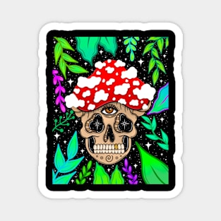 Forest Mushroom skully Magnet