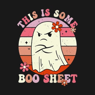 This Is Boo Some Sheet Sunset Groovy Halloween Ghost Women T-Shirt