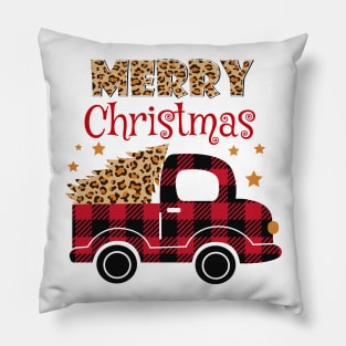 Merry Christmas Truck Pillow