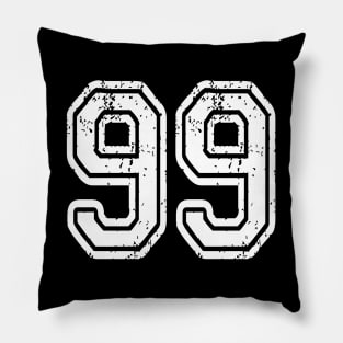 Number 99 Grungy in white Pillow