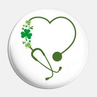 nurse St Patrick's Day Heart Stethoscope Pin