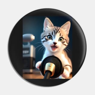 Singing Cat - Modern Digital Art Pin