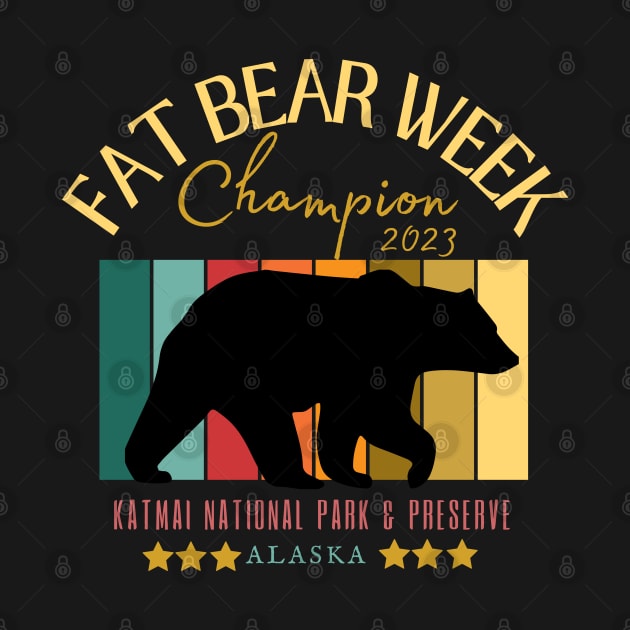 Fat Bear Week-Retro Style-Katmai Alaska by ARTSYVIBES111