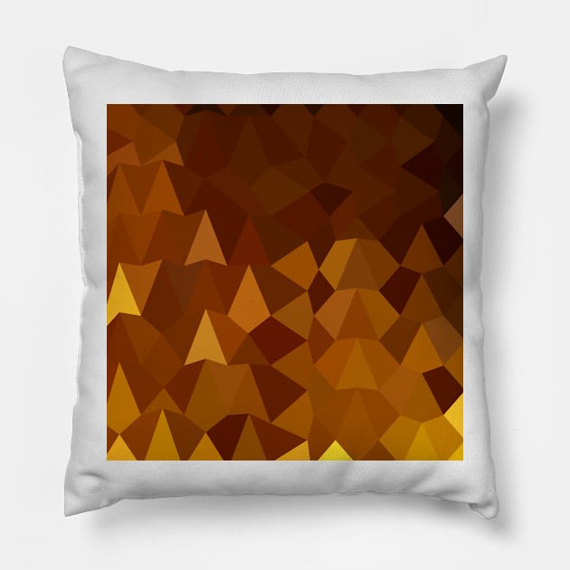 Burnt Umber Brown Abstract Low Polygon Background Pillow by retrovectors