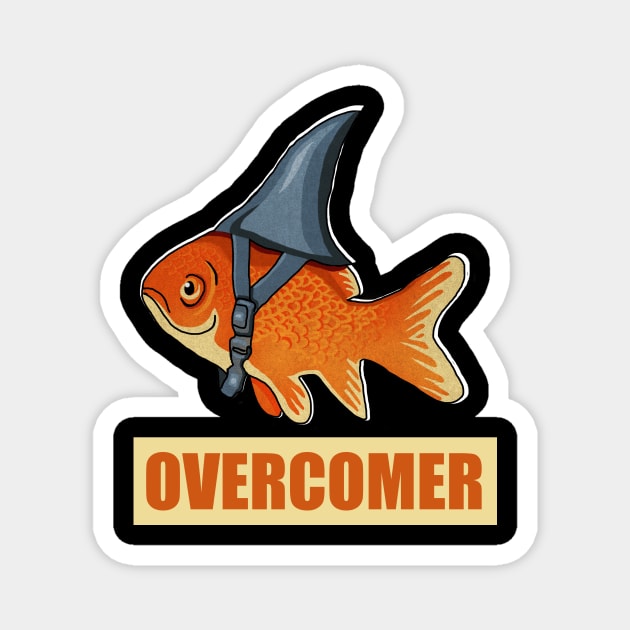 Motivational Overcomer, Goldfish Shark Magnet by logiamerch