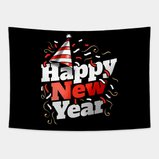 Party Hat, Air Snake and Confetti For Happy New Year Tapestry